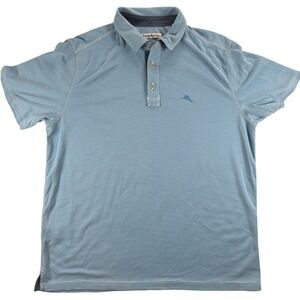 Tommy Bahama Short Sleeve Polo Shirt Mens Large Blue Coastal Tropical Beachy